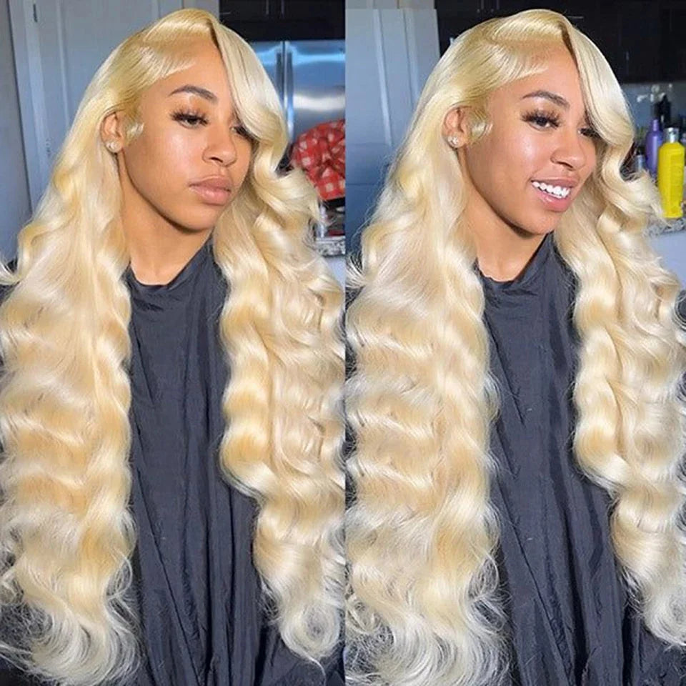 Installation de Perruque 100$ Lace Front 13x4 – Blonde 613 – Body Wave – HD – Cheveux Humains 100% – 30 à 36 pouces