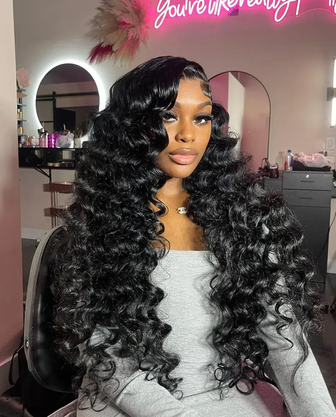 Vente et installation  Perruque Lace Frontal 13x6 – 230% Densité – Loose Deep Wave – Cheveux Humains Bouclés Profonds 100$