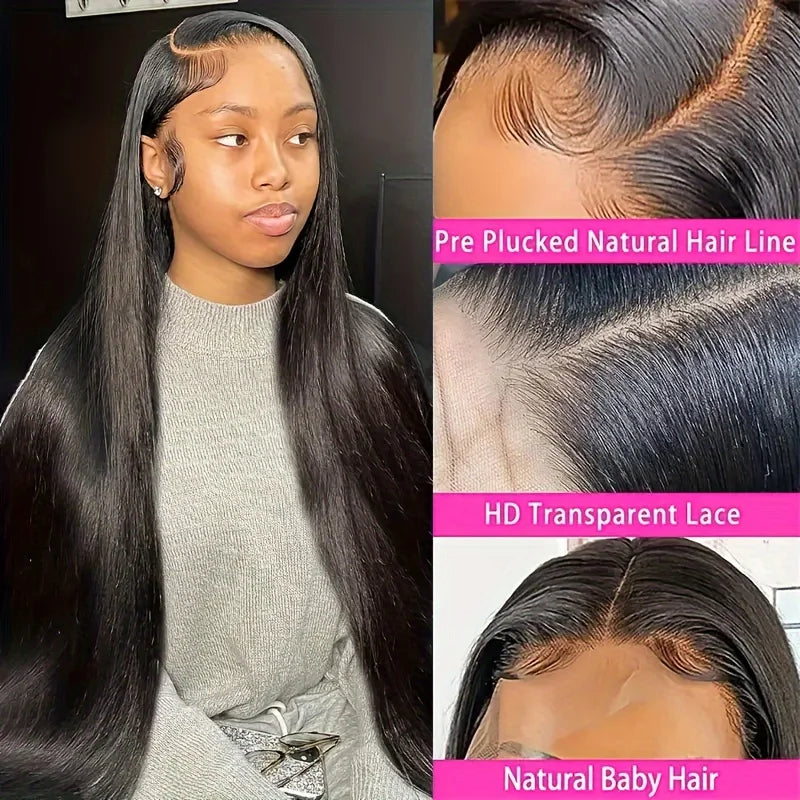 Vente et installation Perruque Lace Front 13x4 HD – Cheveux Lisses – 200% Densité – Cheveux Humains 100% spécial installation 90$