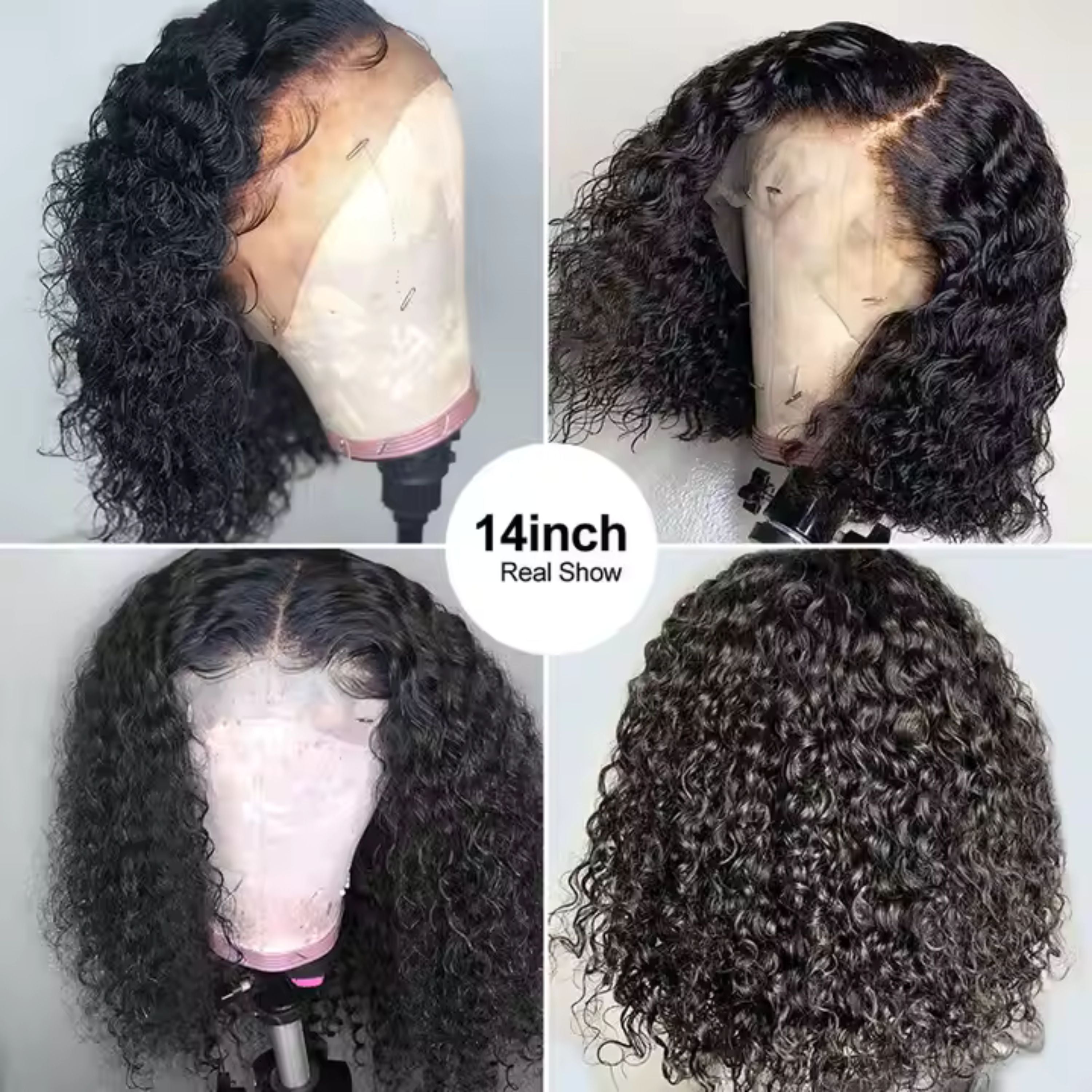 Perruque avant en dentelle de cheveux humains prix usine en gros cuticule alignée non transformée 13*4 4*4 cheveux brésiliens vague d'eau crépus bouclés