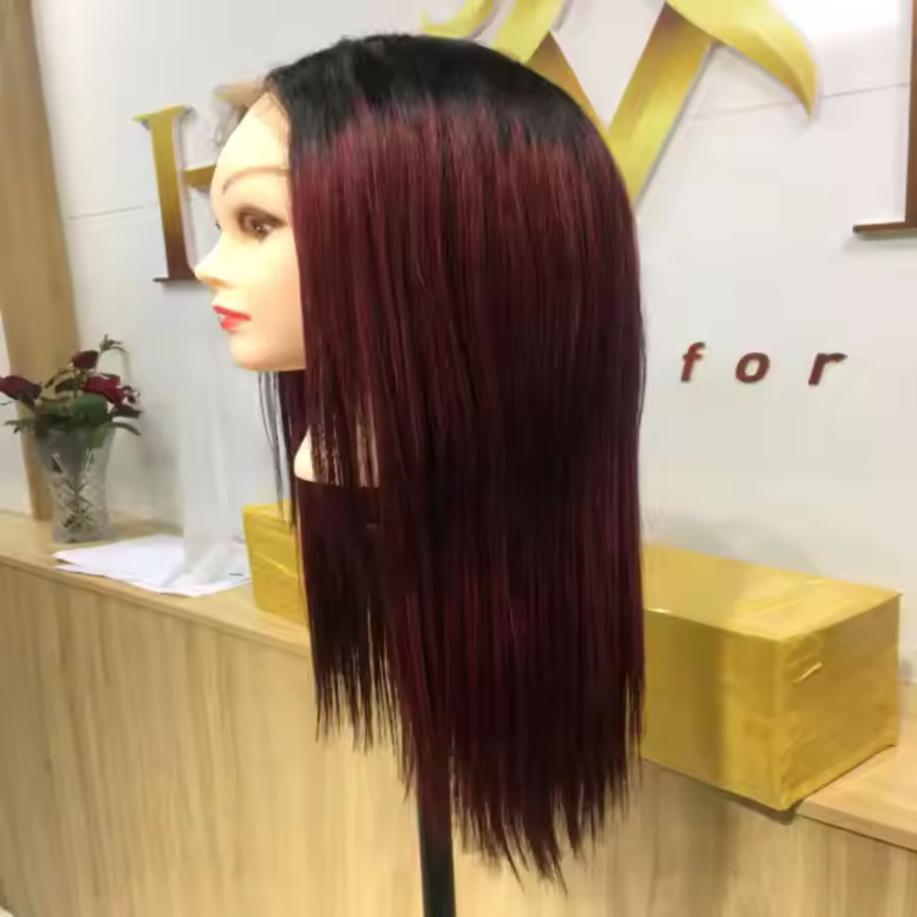 Perruque colorée en cheveux 100 % humains vietnamiens – Lisse effet "Bone Straight", sans nœuds, sans perte, à prix de gros.