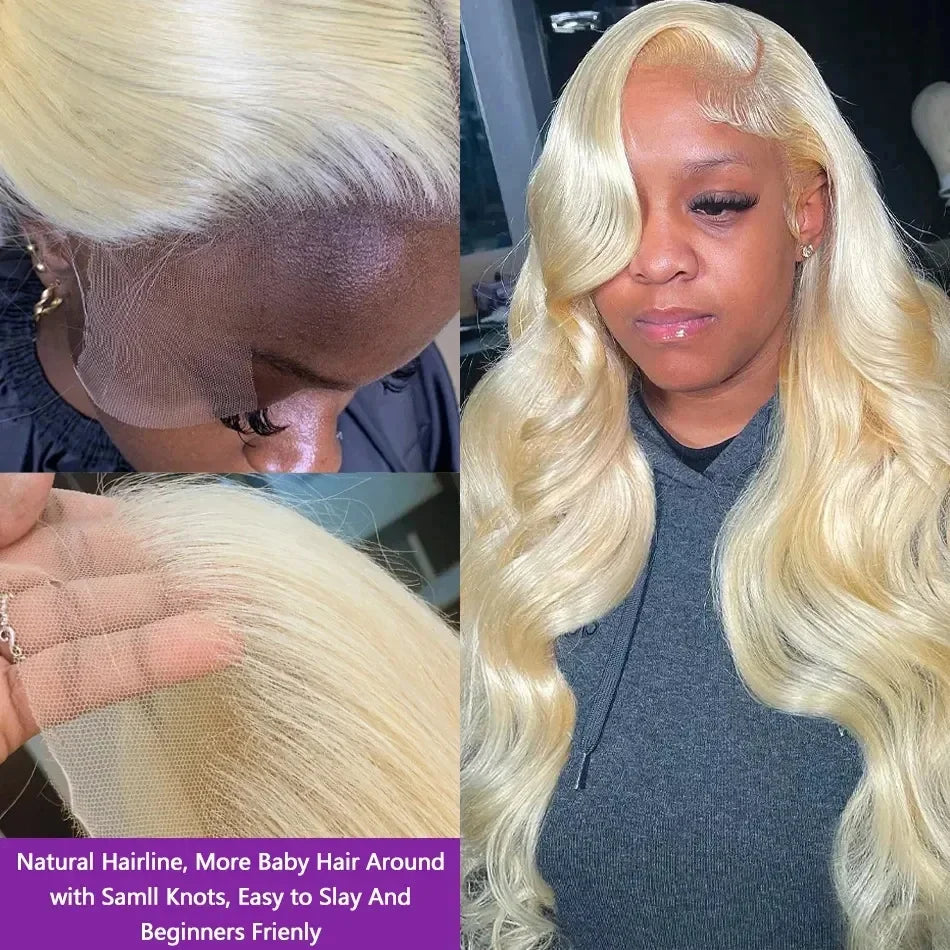 Installation de Perruque 100$ Lace Front 13x4 – Blonde 613 – Body Wave – HD – Cheveux Humains 100% – 30 à 36 pouces