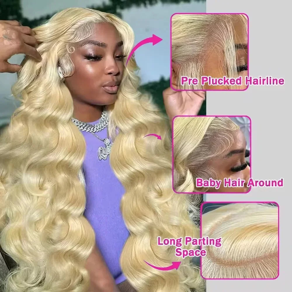 Installation de Perruque 100$ Lace Front 13x4 – Blonde 613 – Body Wave – HD – Cheveux Humains 100% – 30 à 36 pouces