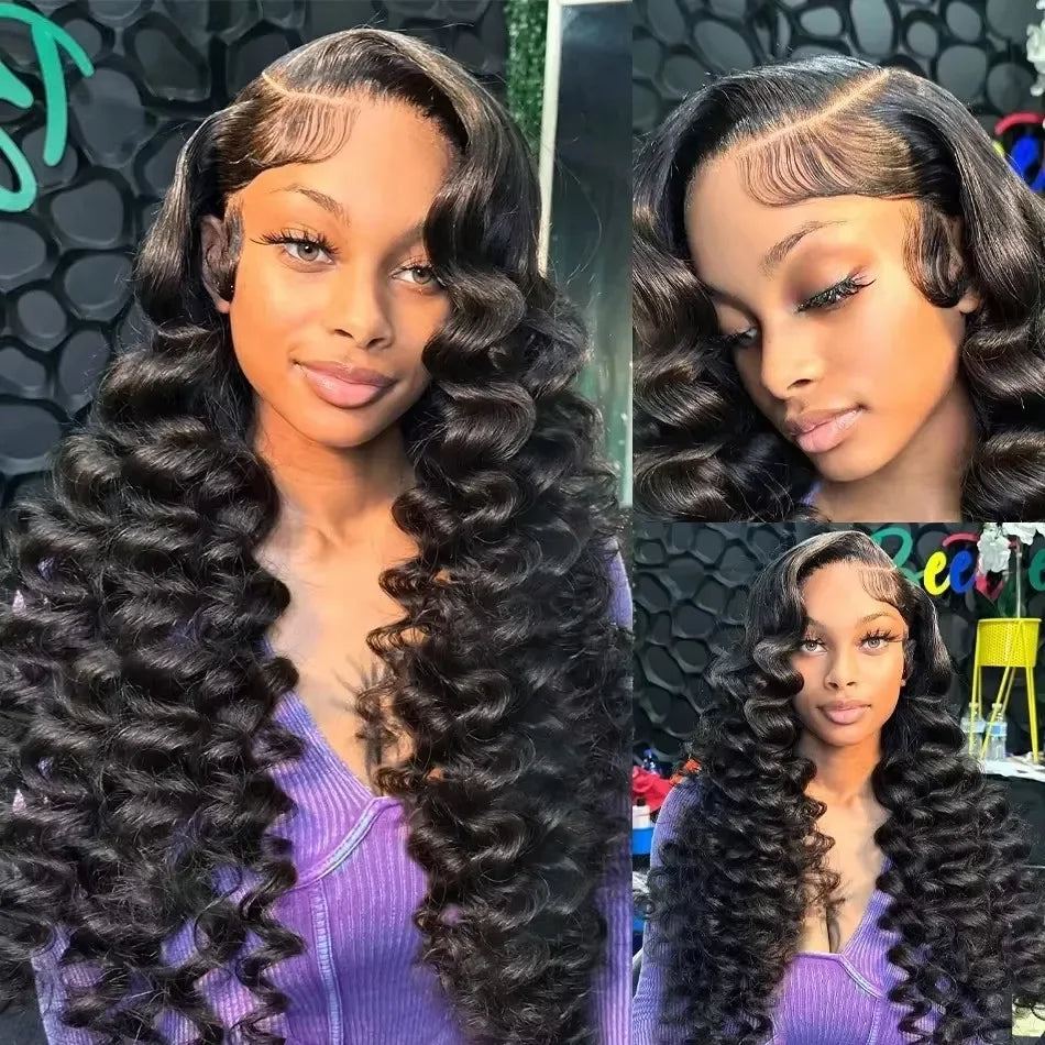 Vente et installation  Perruque Lace Frontal 13x6 – 230% Densité – Loose Deep Wave – Cheveux Humains Bouclés Profonds 100$