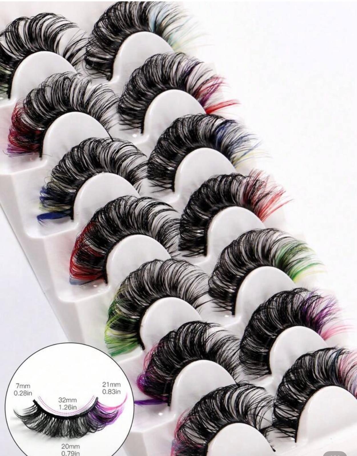 7 Paires – Faux Cils Colorés Style Croisé pour Femme