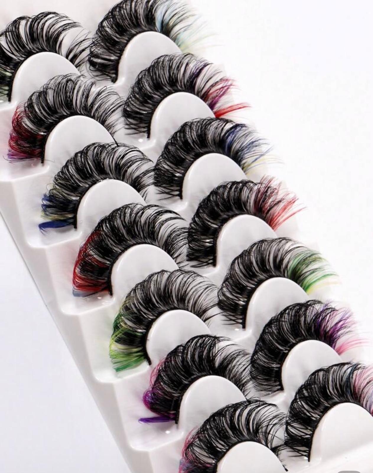 7 Paires – Faux Cils Colorés Style Croisé pour Femme