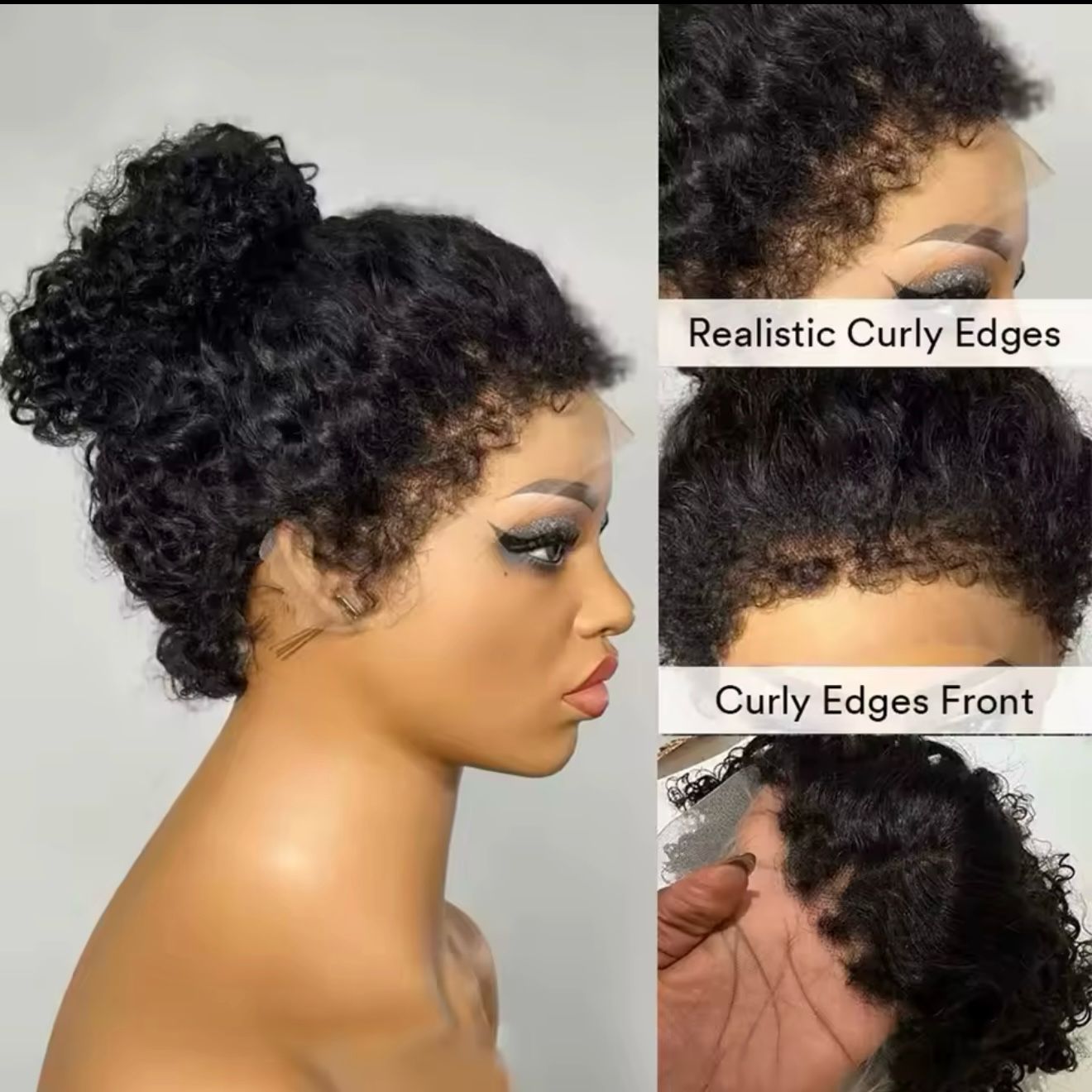 Vente et installation Perruque naturelle afro kinky perruque naturelle 100%humains sans colle prête à porter 4/4 250 %densités perruque bouclés 80$