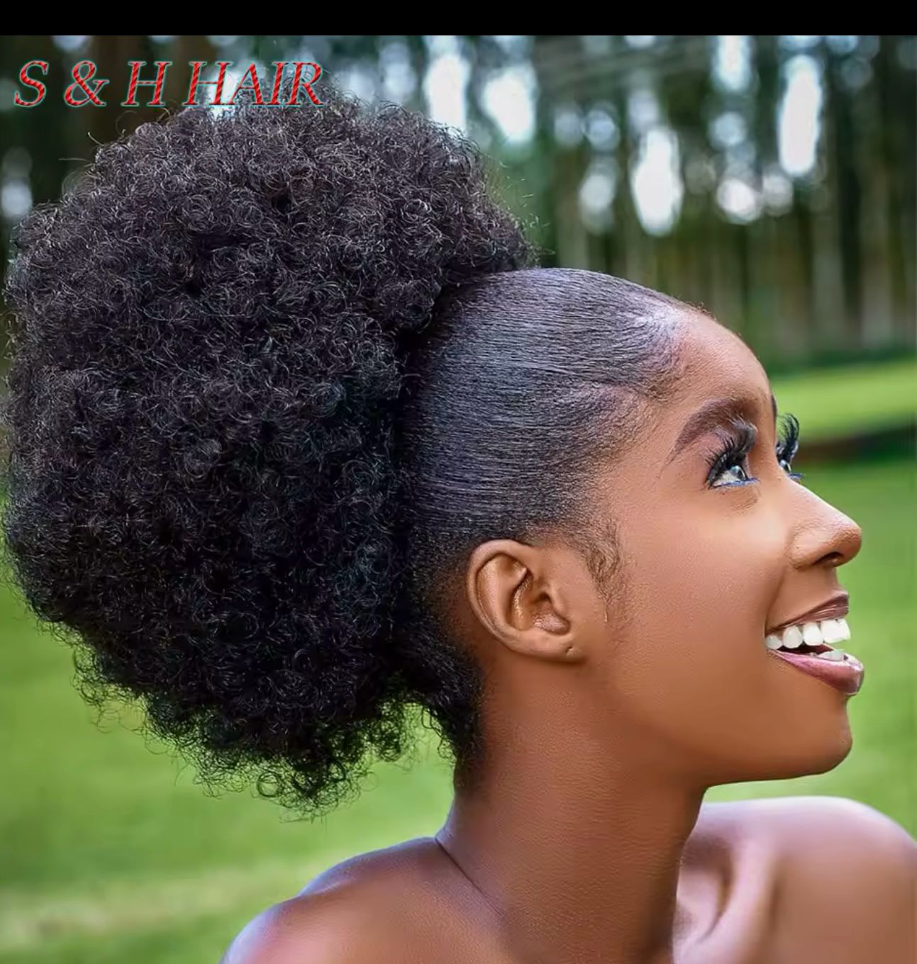 Ponytail afro queu de cheval pour les femmes cheveux crépus bouclés cheveux chignon afro.