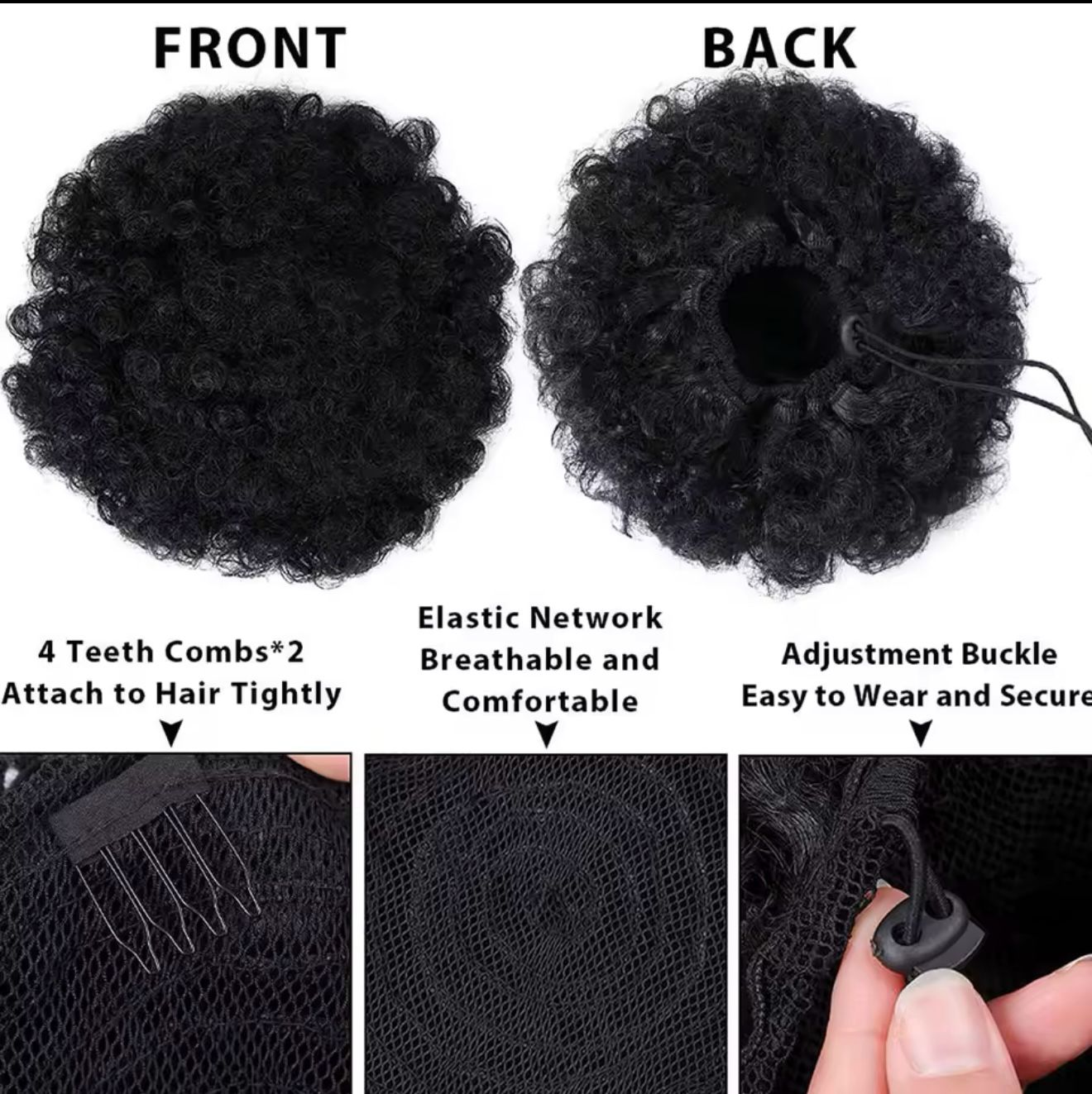 Ponytail afro queu de cheval pour les femmes cheveux crépus bouclés cheveux chignon afro.