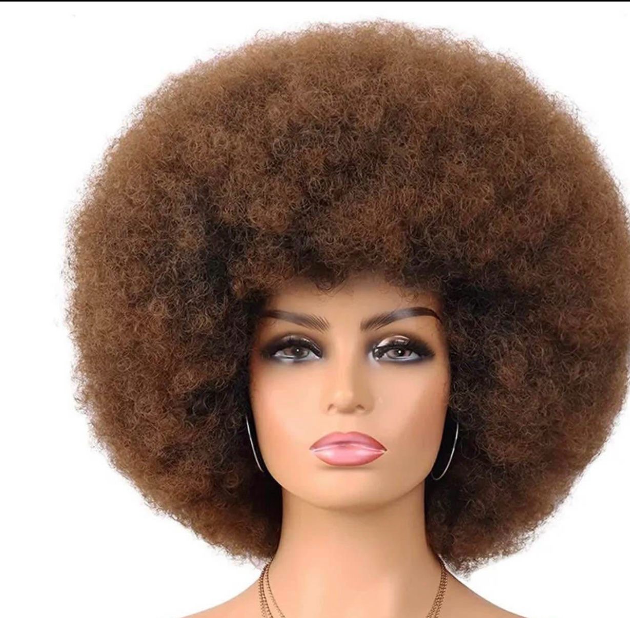 Perruque naturelle avec boucles afro crépus