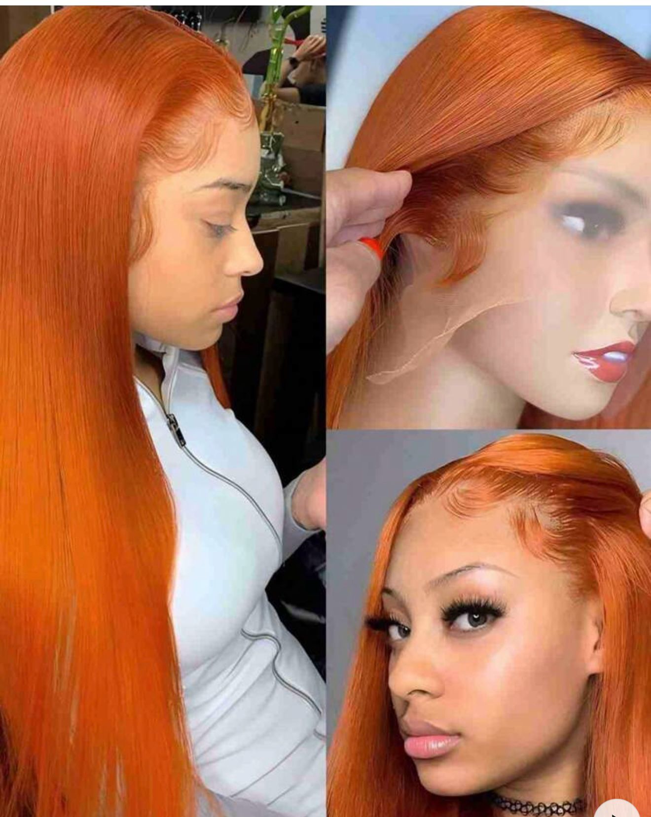 Perruque Bob Glueless 13x4 – 100 % Cheveux Humains – 16 Pouces,  couleur orange (8-16 pouces, perruque bob 13x4 #Orange)