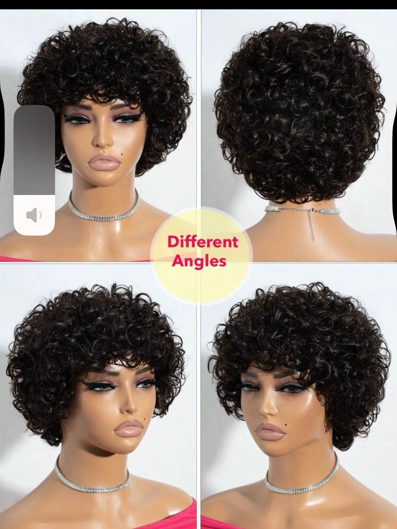 Perruque en cheveux humains Jerry Curly pour femmes noires – Perruque courte de 10 pouces, coupe pixie afro bouclée avec frange, cheveux colorés bruns – Modèle Allure.