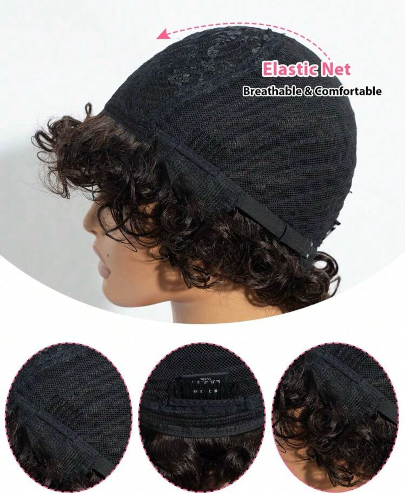 Perruque en cheveux humains Jerry Curly pour femmes noires – Perruque courte de 10 pouces, coupe pixie afro bouclée avec frange, cheveux colorés bruns – Modèle Allure.